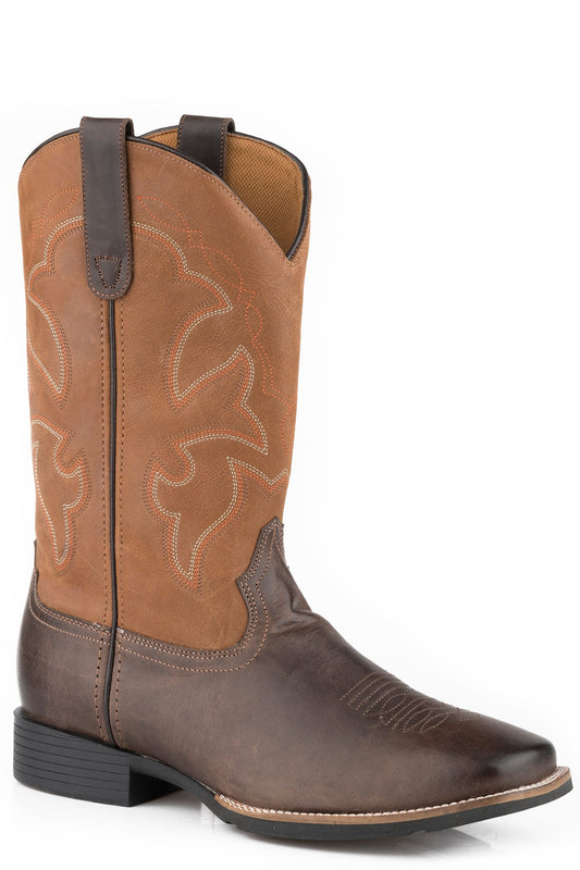 Roper Mens Brown Vamp With Tan Leather Shaft - Roper