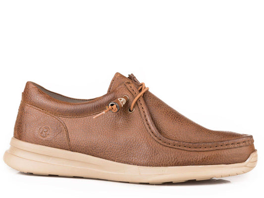 Roper Mens Brown Tumbled Leather Chukka With Two Eyelets Elastic Laces - Roper - Flyclothing LLC