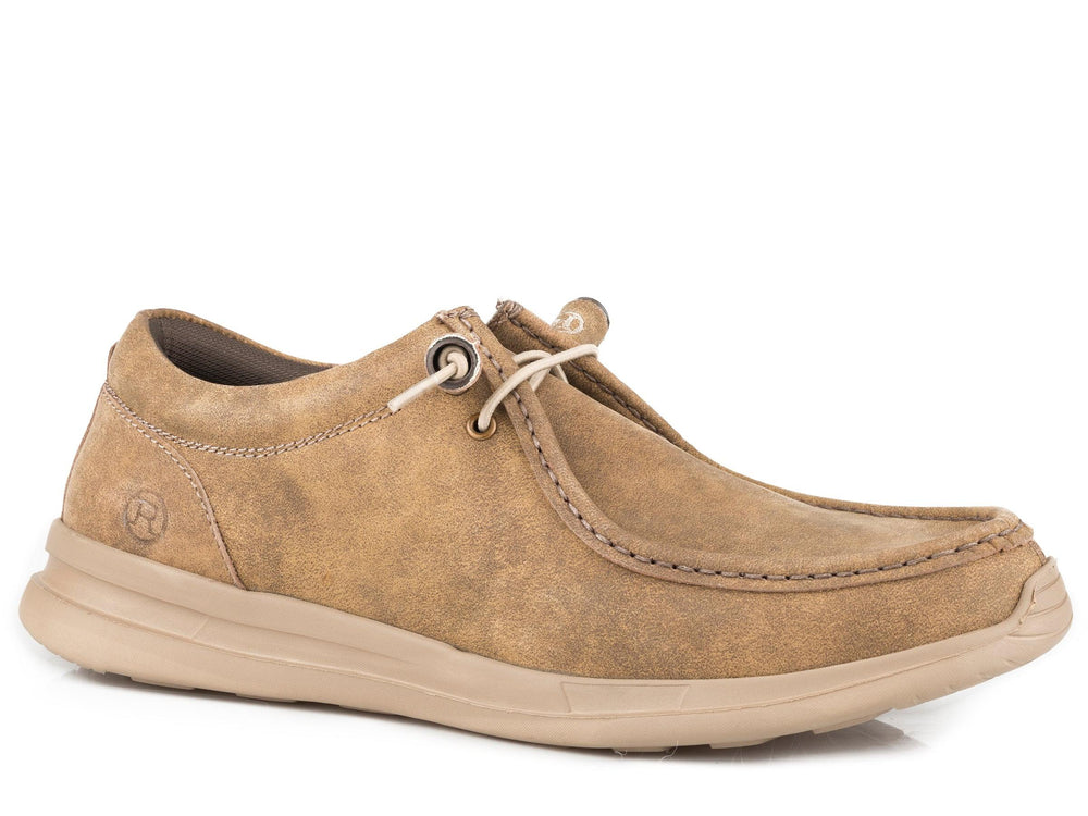 Roper Mens Tan Vintage Leather Chukka With Two Eyelets  Elastic Laces - Roper