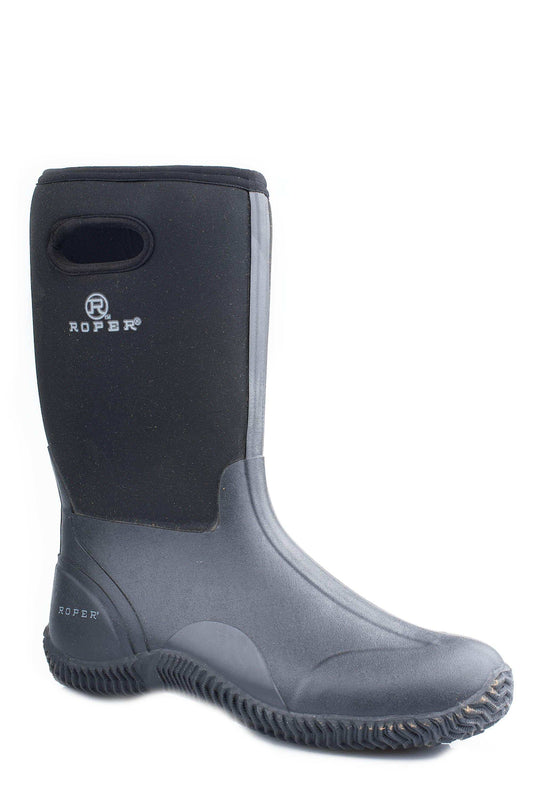 Roper Mens Barnyard Boot Black Neoprene Upper With Pull Hole And Rubber Bottom - Roper - Flyclothing LLC