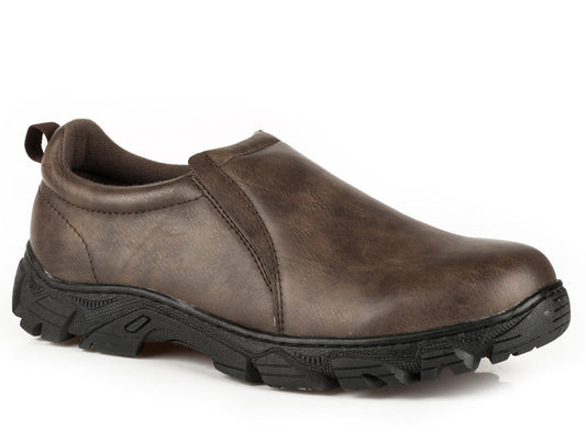Roper Mens Performance Slip On Brown Tumbled Faux Leather - Roper