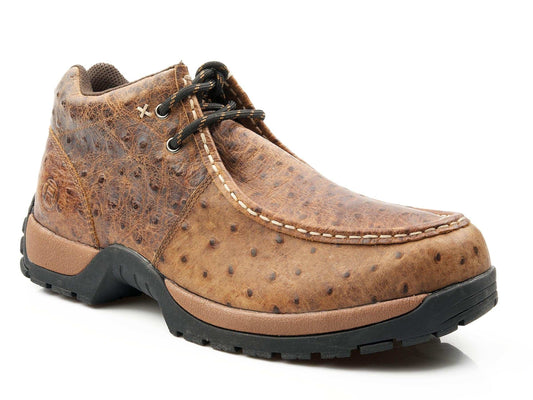 Roper Mens Performance Lite Sole 2 Eyelet Chukka Ankle Boot Brown Leather Embossed Ostrich - Roper - Flyclothing LLC