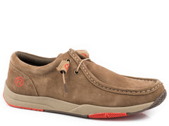 Roper Mens Tan Suede Leather   Chukka With Two Eyelets  Elastic Laces