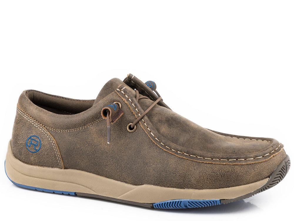 Roper Mens Vintage Brown Leather   Chukka With Two Eyelets  Elastic Laces - Roper