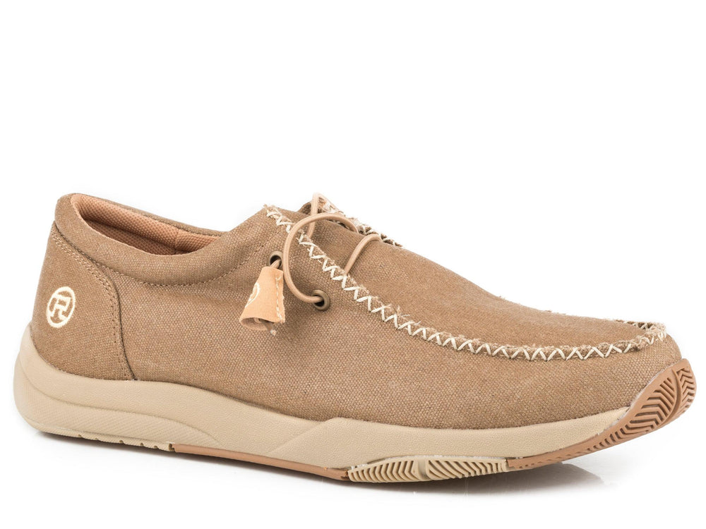 Roper Mens Tan Canvas  Chukka With Two Eyelets  Elastic Laces - Roper