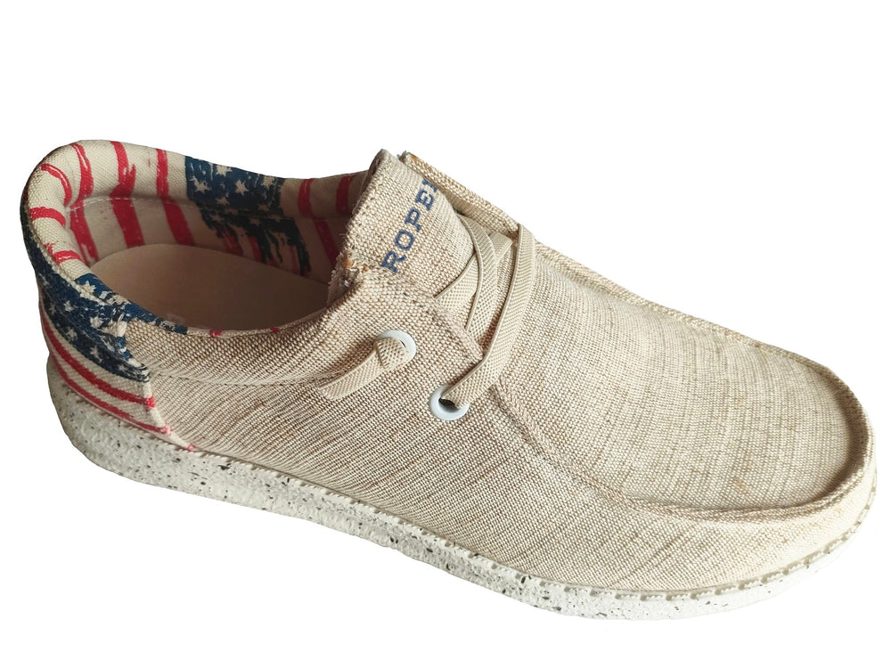 Roper Mens Beige Canvas With Flag Heel - Roper