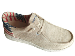 Roper Mens Beige Canvas With Flag Heel - Roper