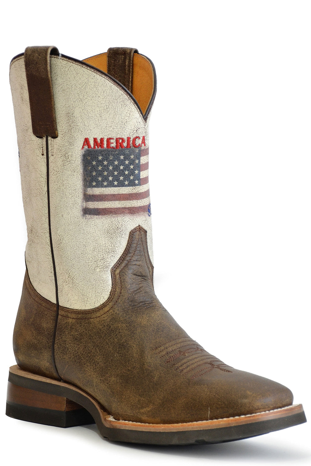Roper Mens Vintage Brown Vamp Vintage White Shaft - Roper