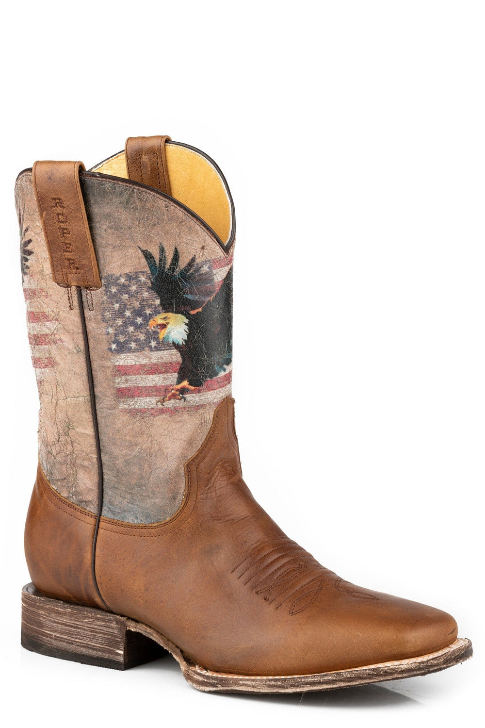 Roper Mens Burnish Brown Leather Vamp Boot - Roper