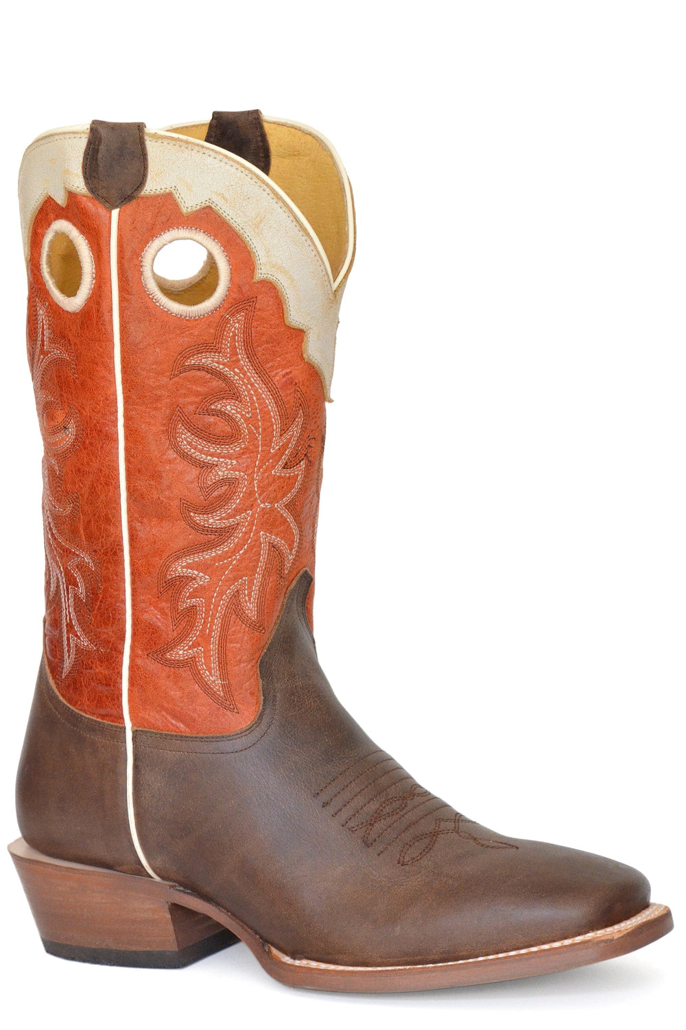 Roper Mens Burnished Brown Leather Vamp White - Roper