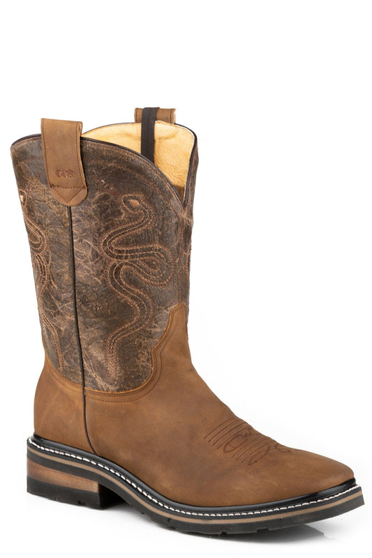 Roper Mens Oiled Tan Leather Vamp Boot - Roper
