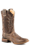 Roper Mens Leather Concealed Carry Boot Waxy Brown With Embroidered Upper - Roper