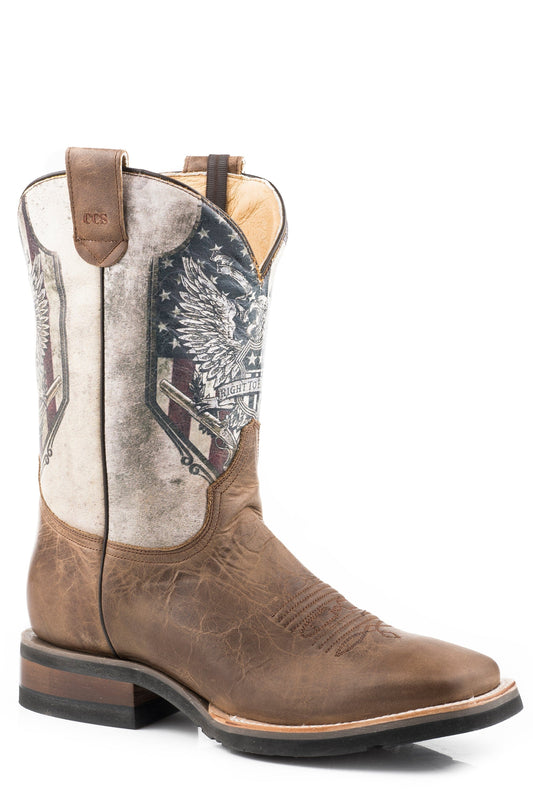 Roper Mens Waxy Brown Vamp Natural Shaft - Roper