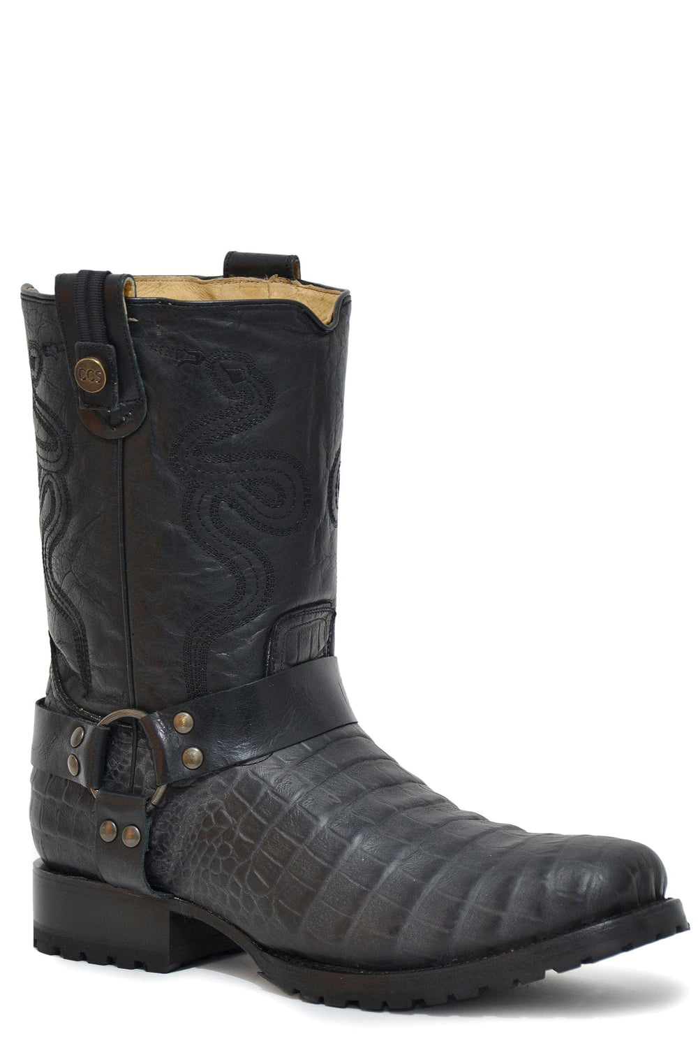 Roper Mens Embossed Burnished Black Caiman Boot - Roper