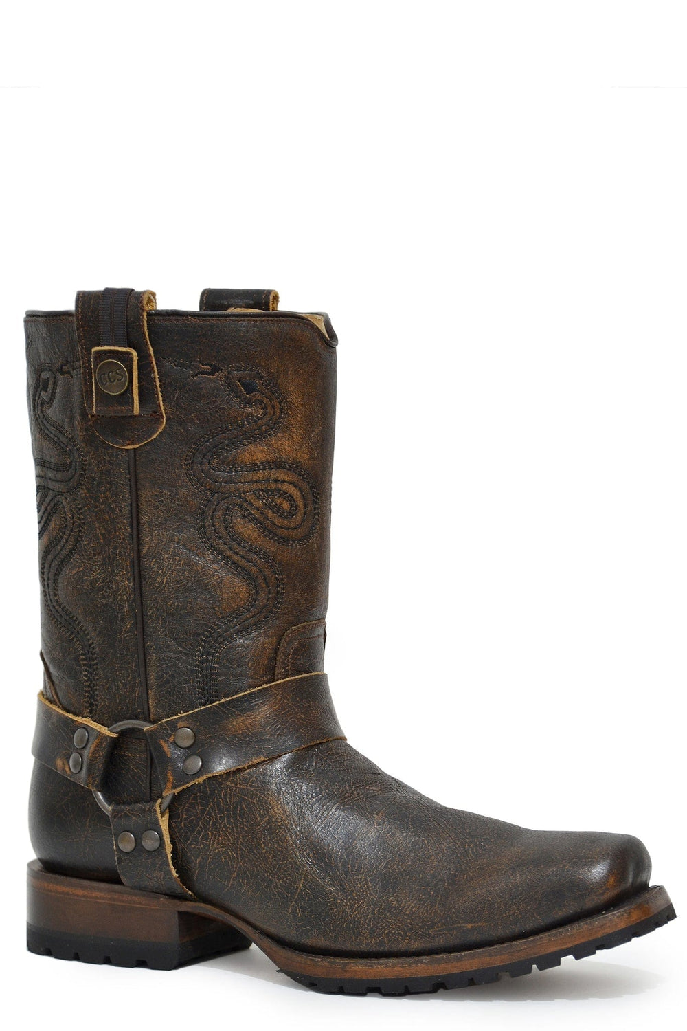 Roper Mens Vintage Brush Off Brown Leather Vamp Boot - Roper