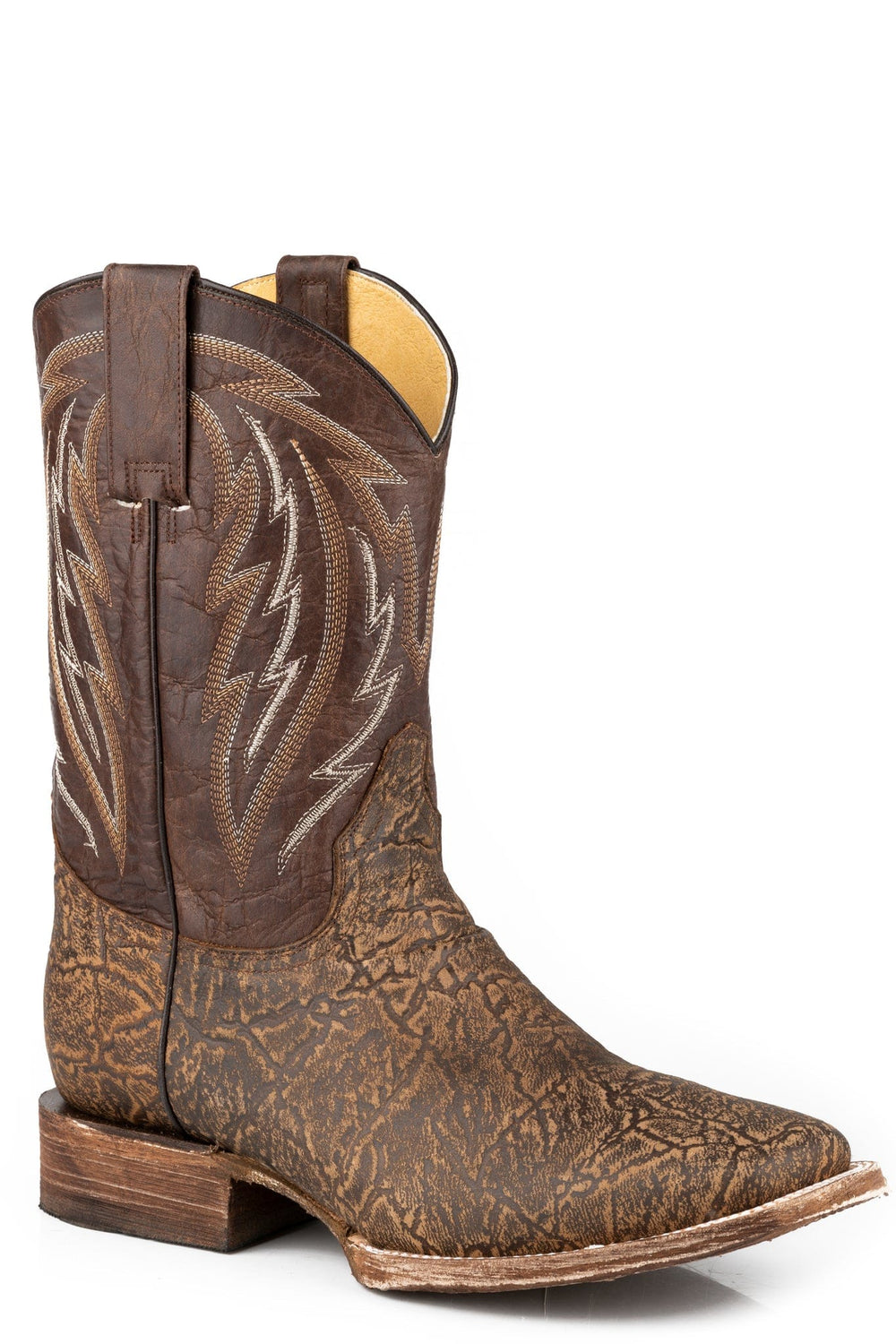 Roper Mens Vintage Tan And Brn Embossed Elephant Vamp Boot - Roper