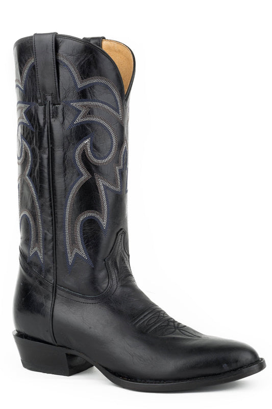 Roper Mens Leather Cowboy Boot Marbled Black Vamp And Upper - Roper