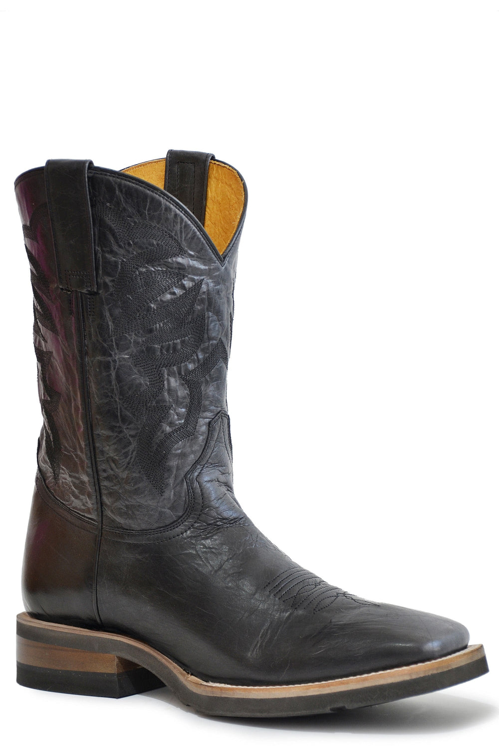 Roper Mens Marbled Black Leather Vamp And Shaft - Roper