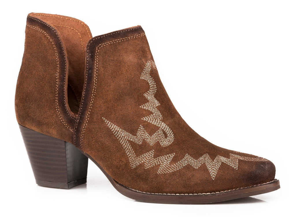 Roper Womens Brown Suede Leather Ankle Boot - Roper