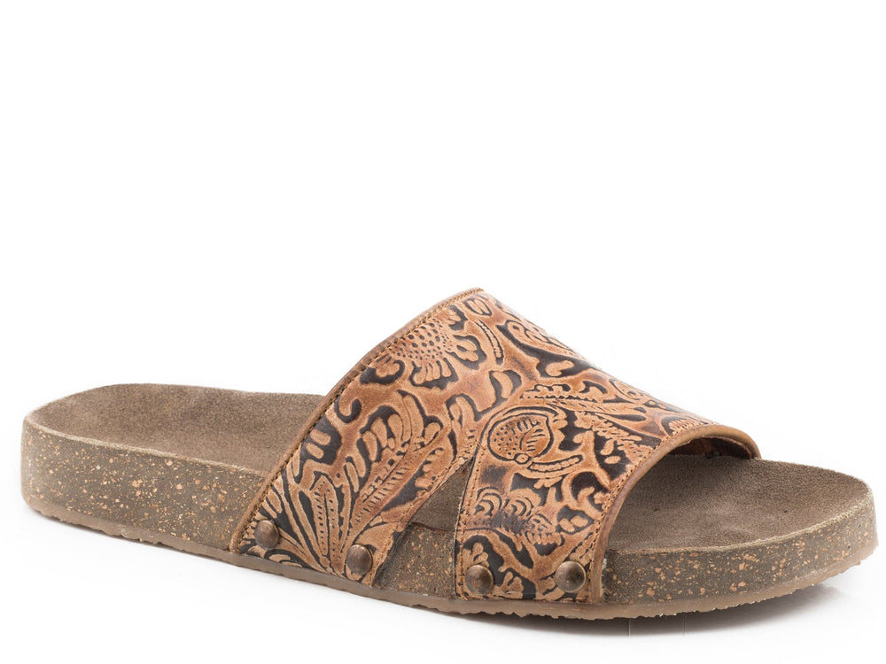 Roper Womens Tan Floral Embossed Leather - Roper