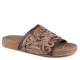 Roper Womens Creme And Brown Tooled Leather - Roper