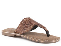Roper Womens Brown Floral Embossed Leather