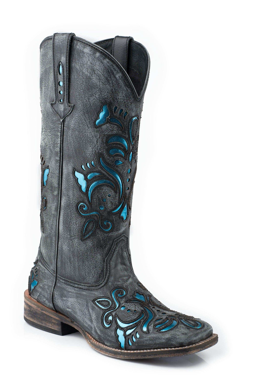 ROPER WOMENS 12 IN LEATHER BOOT WITH UNDERAY ON VAMP AND SHAFT - Roper - Flyclothing LLC