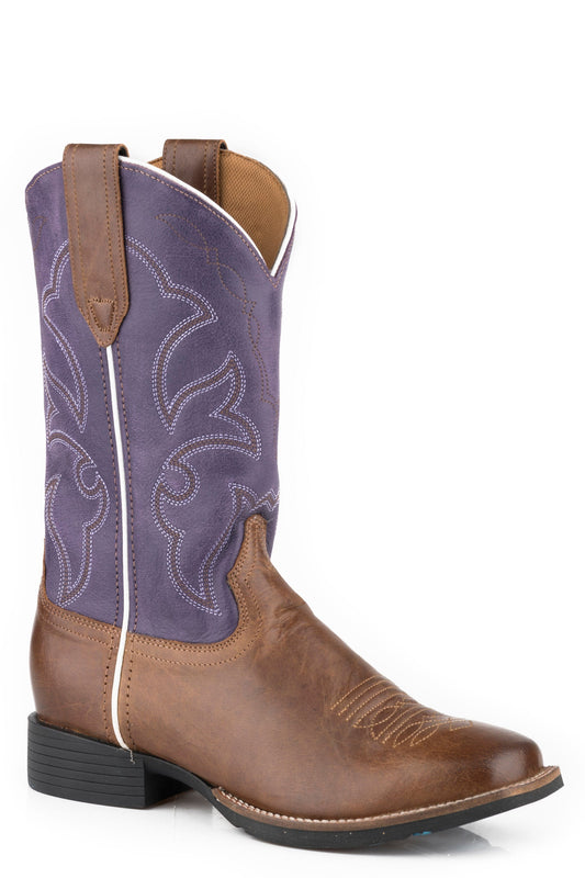 Roper Womens Tan Vamp And Purple Leather Shaft - Roper
