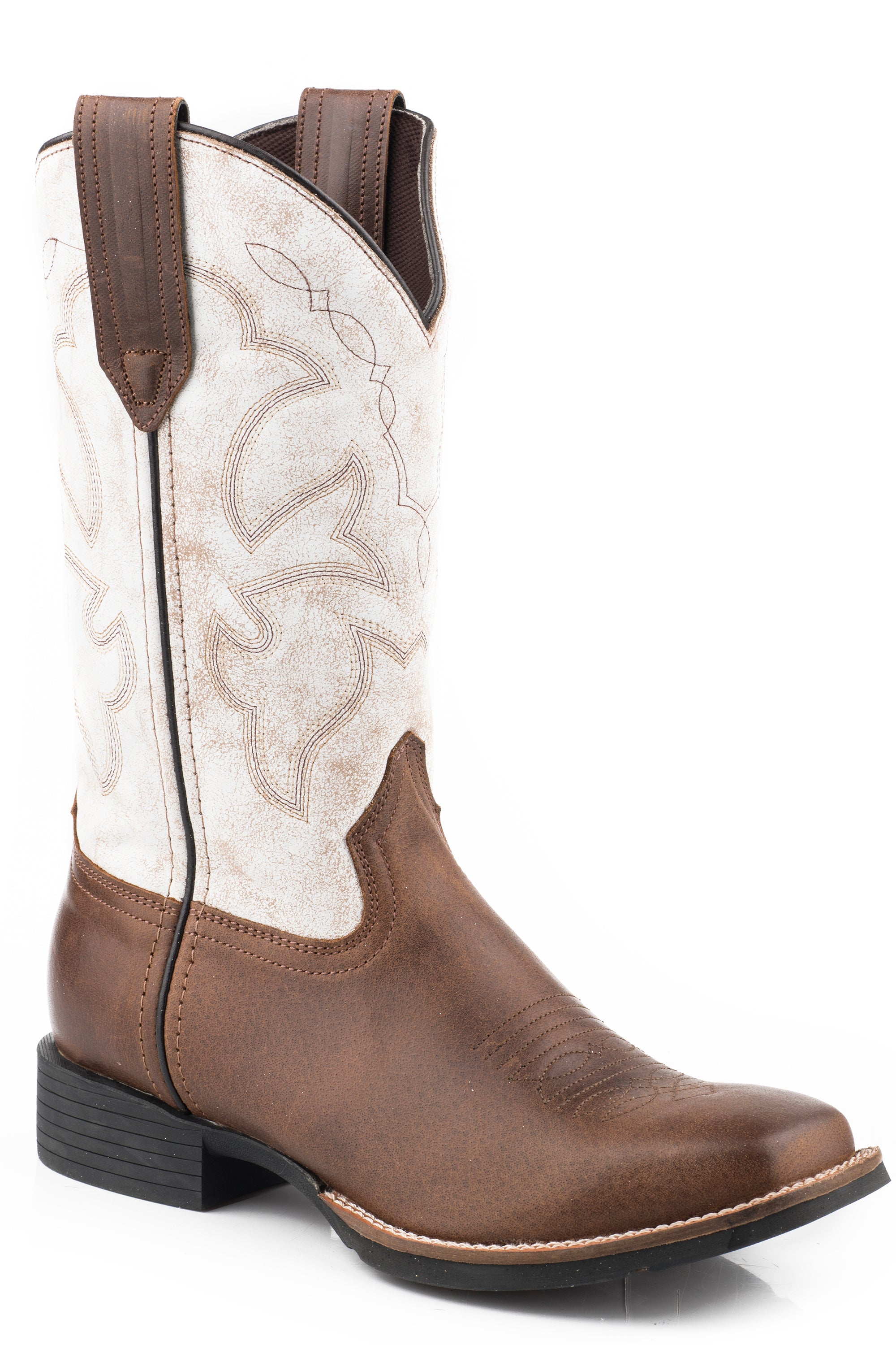 Roper Womens Tan Vamp And White Leather Shaft