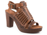 Roper Womens Cognac Tooled Sandal - Roper