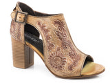 Roper Womens Beige And White Floral Tooled Leather - Roper