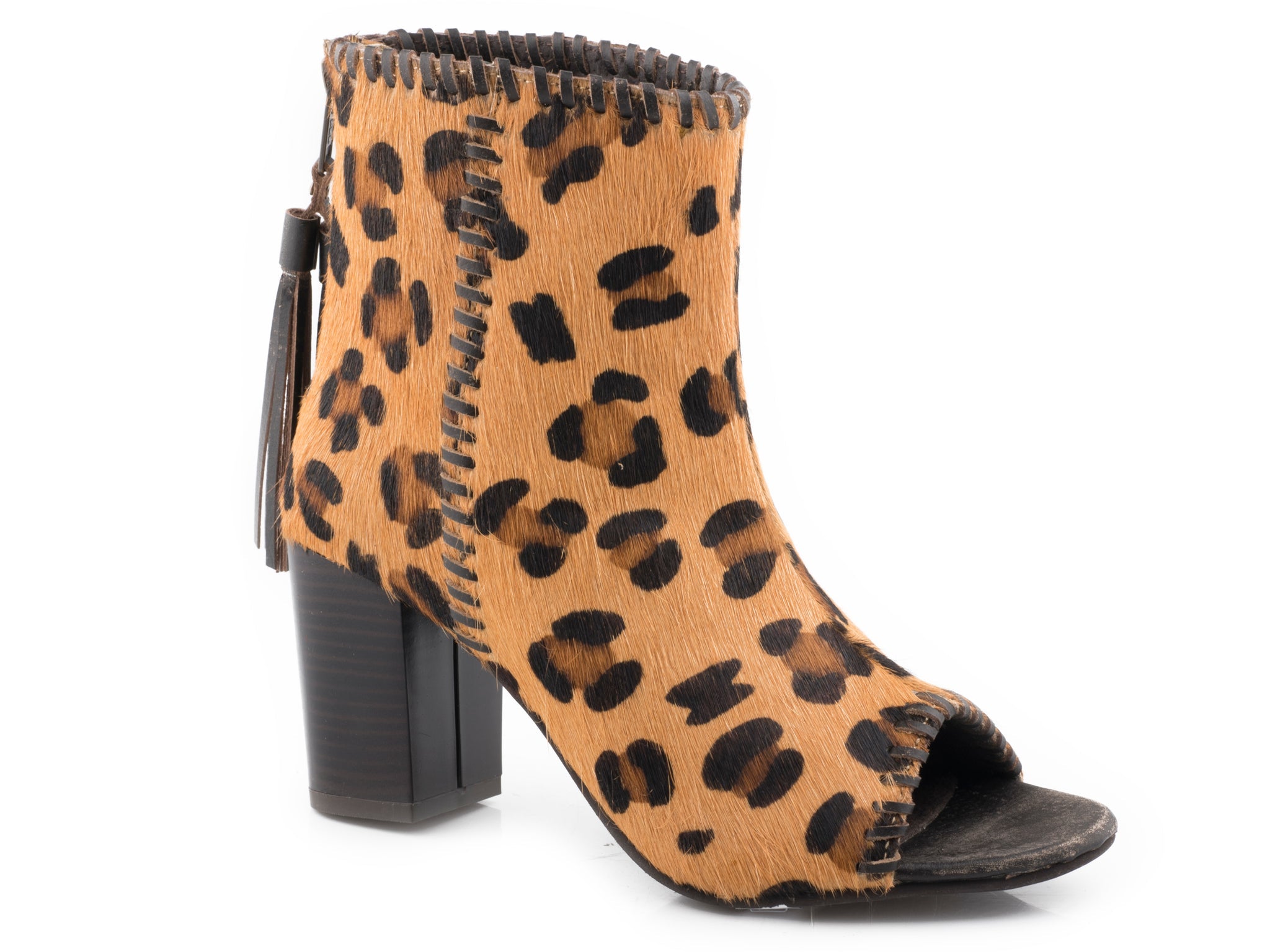 Roper Womens Leopard Hair On Hide Leather Sandal Boot