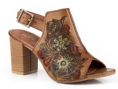 Roper Womens Tan Floral Tooled Leather Boot