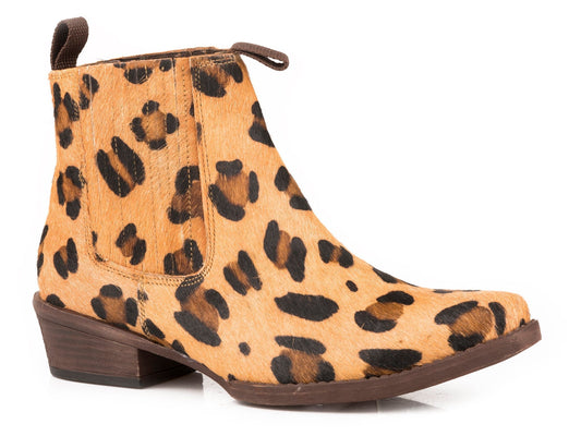 Roper Womens Leopard Hair On Hide With Side Gore Boot - Roper