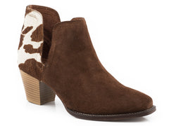 Roper Womens Brown Cow Hair On Hide Ankle Boot