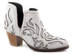 Roper Womens White Smooth With Silver Underlays