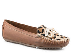 Roper WOMENS TAN BURNISHED WITH HAIR ON HIDE VAMP Shoe - Roper