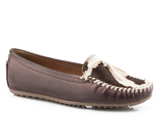 Roper Womens Brown Burnished With Hair On Hide Vamp