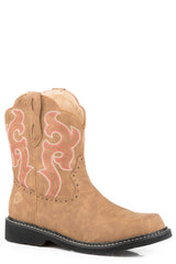 Roper Womens All-Over Tan Faux Leather Boot Boot