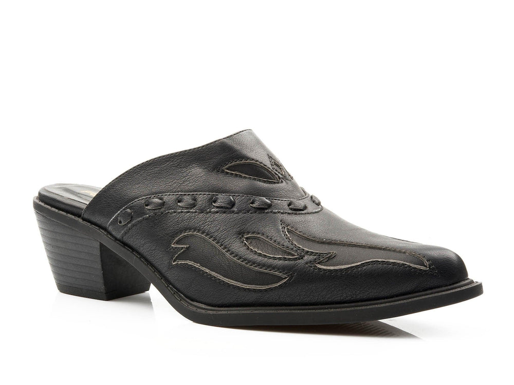 ROPER WOMENS FASHION MULE BLACK FAUX LEATHER WITH UNDERLAY - Roper