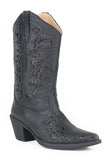 Roper Womens Fashion Cowboy Boot Vintage Black Faux Leather With Glitter Underlay - Roper - Flyclothing LLC