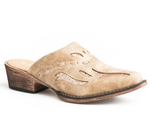 Roper Womens Snip Toe Beige Open Back Mule - Roper