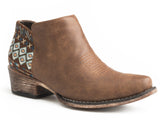 ROPER WOMENS SNIP TOE BROWN VAMP AZTEC HEEL - Roper