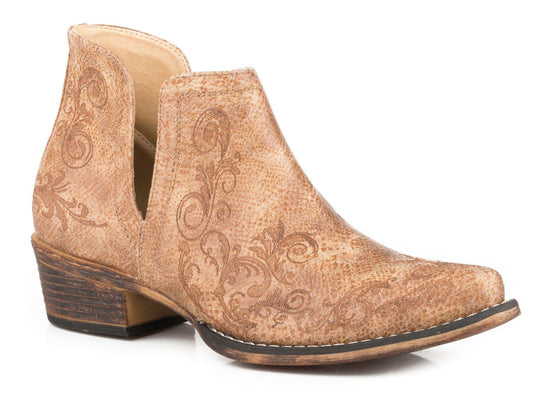 Roper Womens Snip Toe Tan Faux Leather Ankle Boot - Roper - Flyclothing LLC