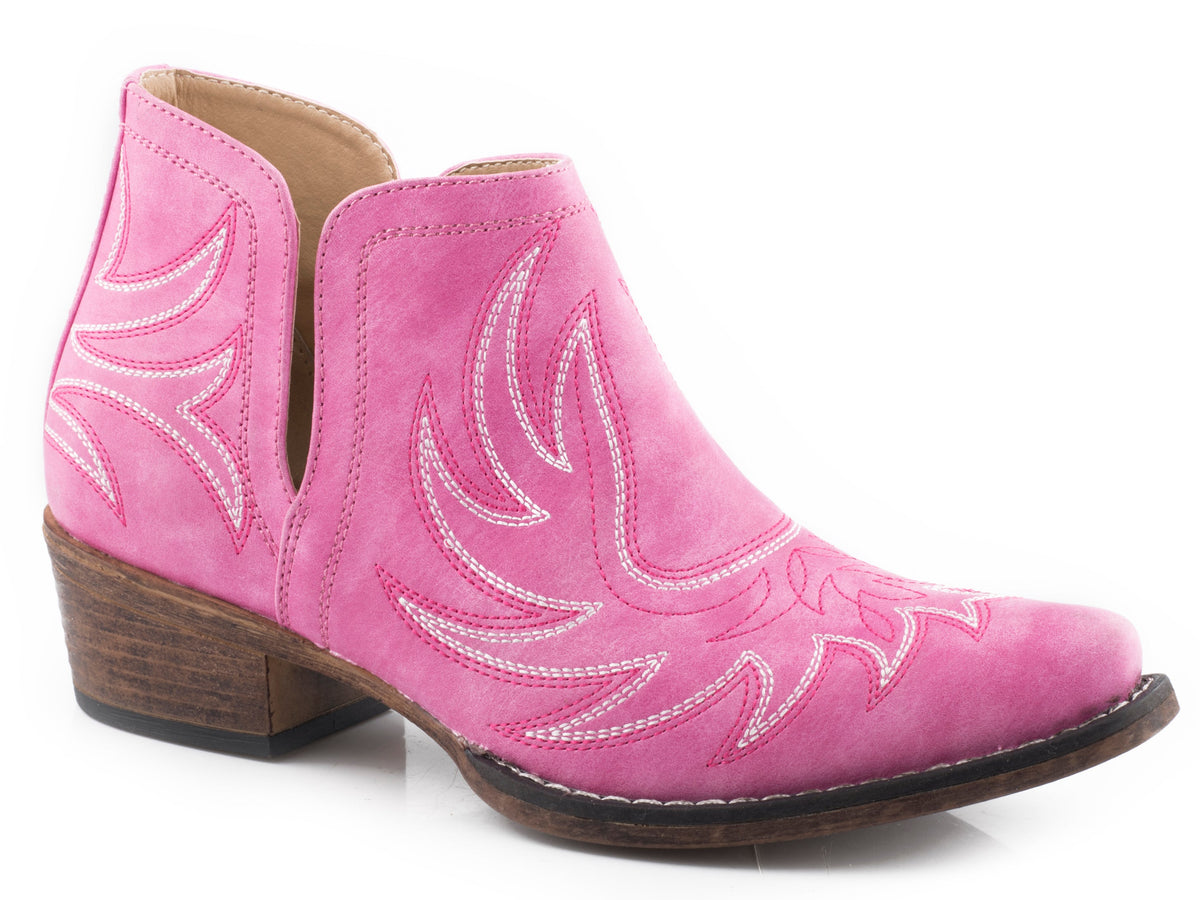 Roper Womens Snip Toe Pink Faux Leather Boot
