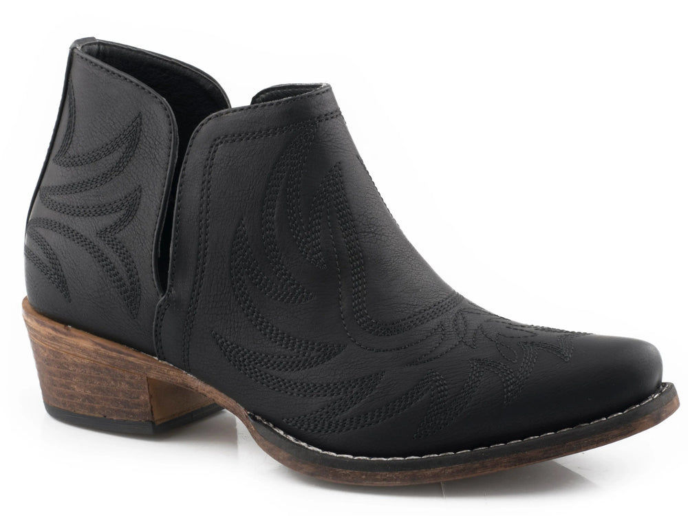 Roper Womens Snip Toe Black Faux Leather - Roper