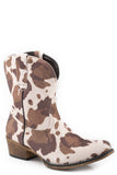 Roper Womens Snip Toe All Over Brown Cow Print Shoe - Roper