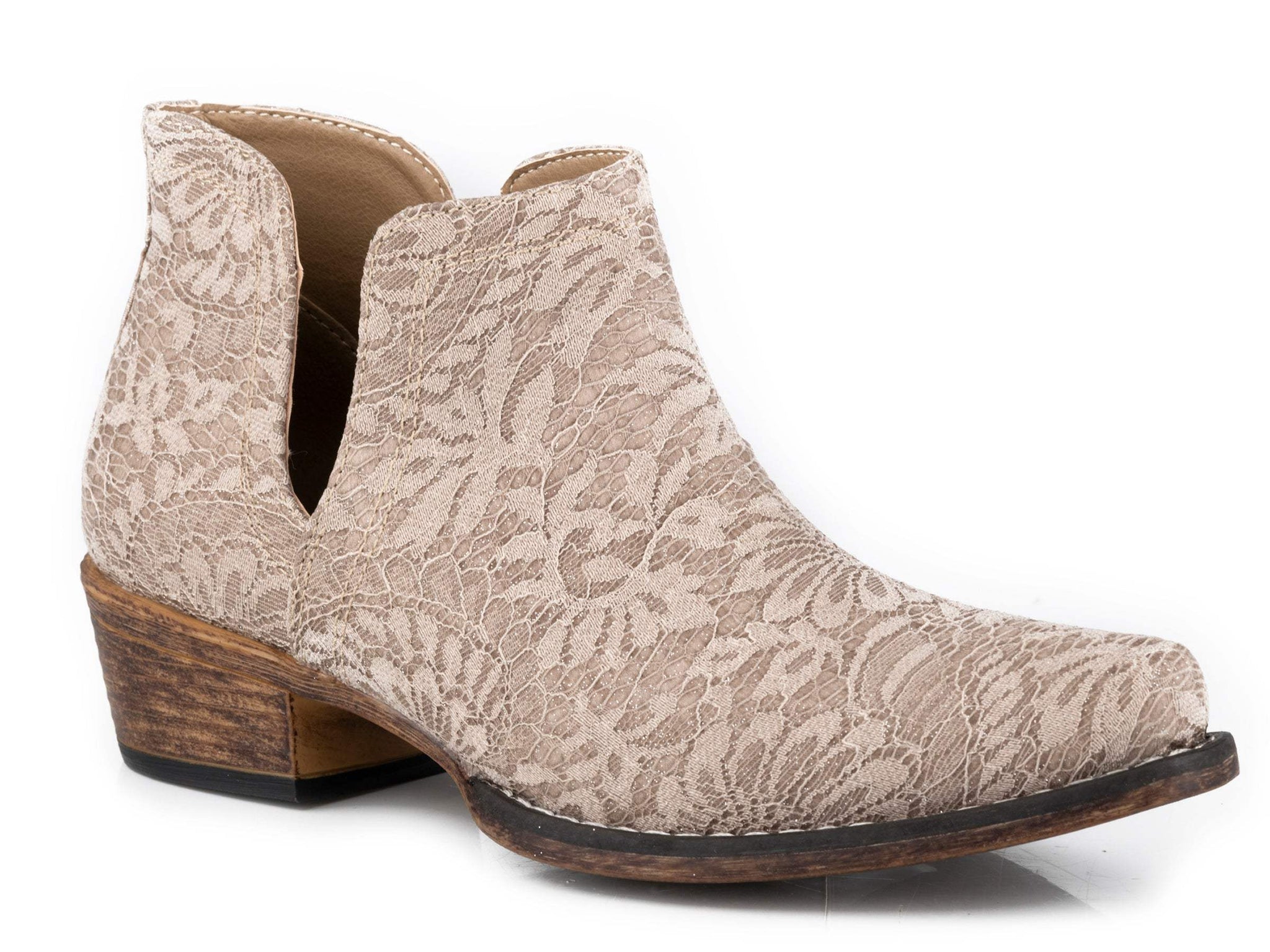 Roper Womens Snip Toe Taupe Fabric Lace Upper - Roper - Flyclothing LLC