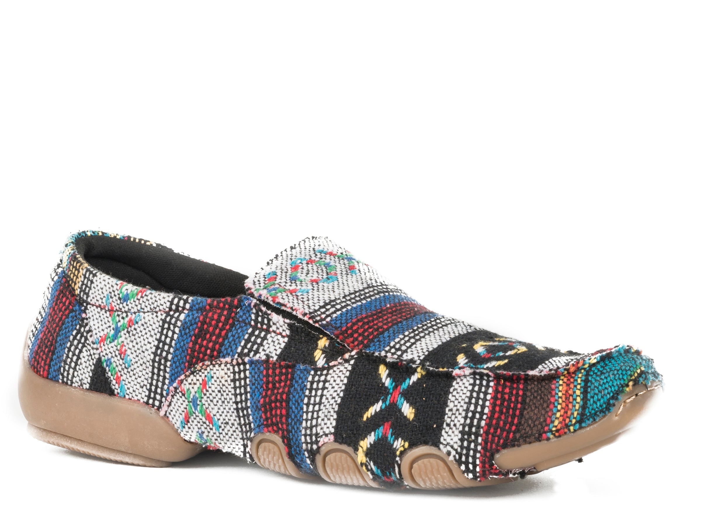 Roper Womens Driving Moc Multi Southwest Color Fabric With Fabric Wrapped Sole
