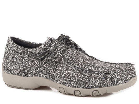 Roper Womens Black Tweed Fabric Chukka With Two Eyelets  Elastic Laces - Roper